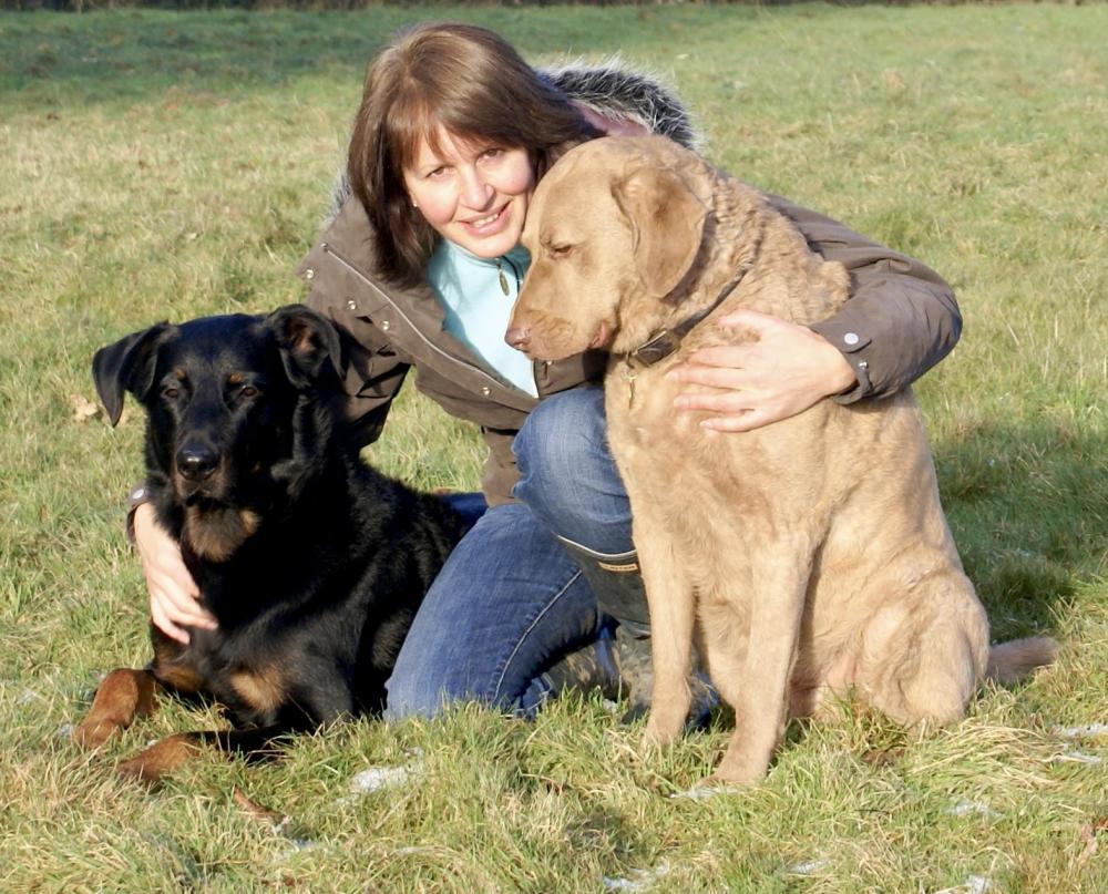 Puppy School founder Gwen Bailey with two dogs